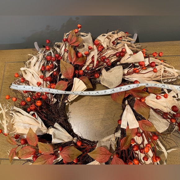 Fall Wreath, Great Condition, 22-23” Width, 8” Inside Diameter - Picture 13 of 16